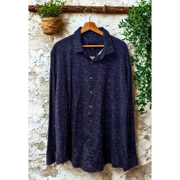 Bugatchi OoohCotton Tech 8-Way Stretch Shirt Sz. 3XL Navy Button Up Long Sleeve - Picture 1 of 7